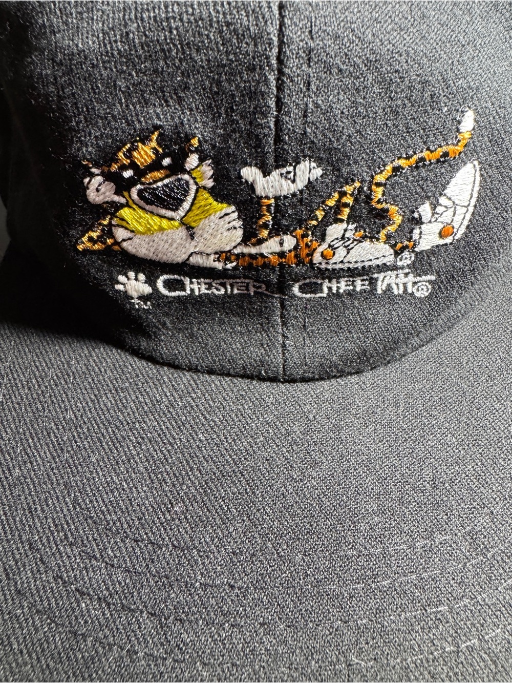 Vintage Chester Cheetah Embroidered Black Baseball Cap
